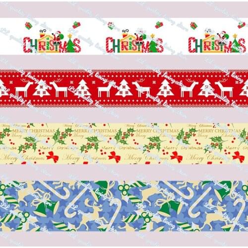 New designChristmas printed grosgrain ribbon fashion ribbon Handmade Crafts Woven Brand Labels Gift Packaging 50 yards