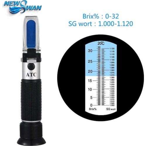 New Hand Held 0~32% Brix 1.000-1.120 Beer Wort SG Specific Gravity Refractometer