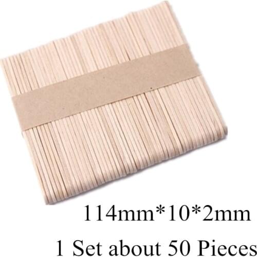 50Pcs/Lot Colored Wooden Popsicle Sticks Natural Wood Ice Cream Sticks Kids DIY Hand Crafts Art Ice Cream Lolly Cake Tools