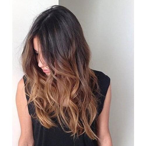 Human Hair Glueless Lace Front Lace Front Wig style Brazilian Hair Body Wave Wig 130% Density with Baby Hair Ombre Hair Wig