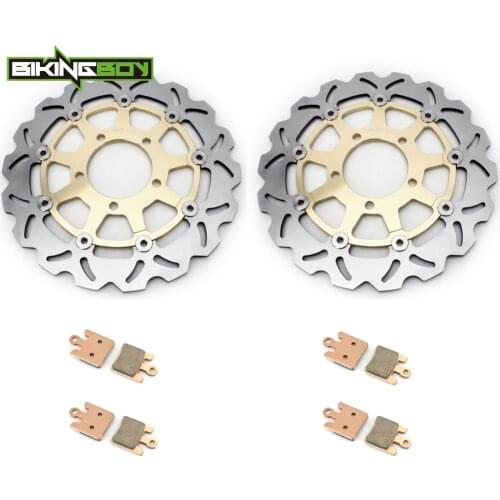 BIKINGBOY Front Brake Discs Disks Rotors + 4 Set Pads For Kawasaki Ninja ZX6RR 2005 2006 ZX6R 636 05 06 ZX10R Ninja 04-06