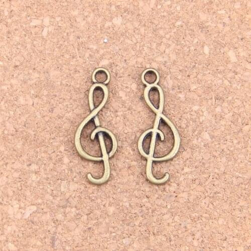 36pcs Charms musical note 25x9mm Antique Pendants,Vintage Bronze Jewelry,DIY for bracelet necklace