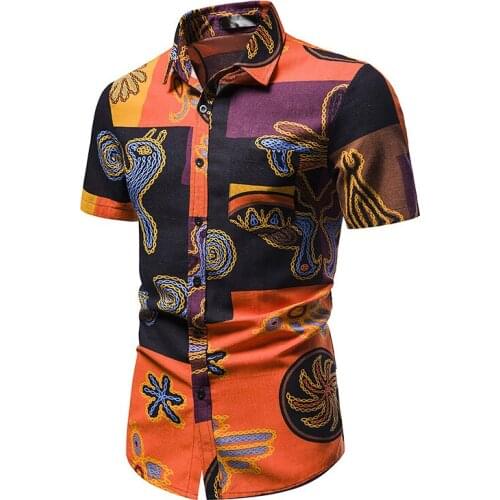 Mens Short Sleeve Cotton Linen Shirts 2021 Summer New Slim Fit Hawaiian Shirt Men Streetwear Harajuku Shirt Male Chemise Homme