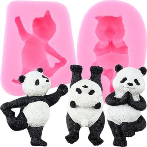 3D Panda Bear Silicone Molds Baby Party Fondant Cake Decorating Tools DIY Soap Resin Clay Mold Candy Chocolate Gumpaste Moulds