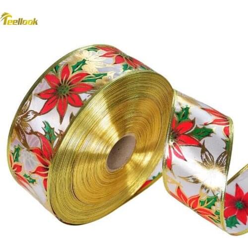 Teellook Christmas decoration ribbon 6.3cmx20m Christmas tree Christmas gift packaging printing ribbon