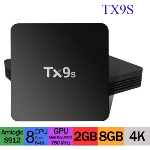 TX9S TV Box 2GB 8GB Amlogic S912 Octa Core 2.4G Wifi 4K HD Set Top Box Google Assistant Smart Media Player TX9S Bluetooth