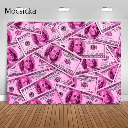 100 Dollar Bills Photography Backdrop Birthday Party Photo Backdrop Hot Pink Money Vinyl Photo Booth Background adult kids photo