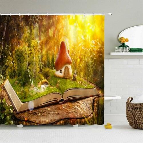 Fairy Dream Forest Shower Curtain Waterproof Bathroom Curtains Polyester Cartoon Fantasy Bath Curtain with Hooks Home Decoration