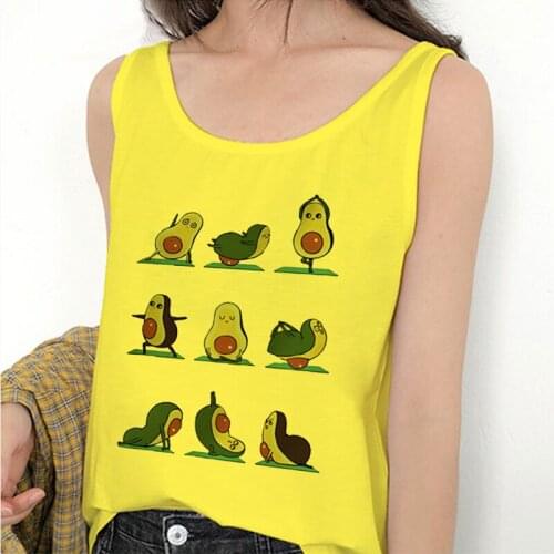 Funny Avocado Print Camisole Vest Tank Tops Sexy Top Women Female T-Shirt Summer Harajuku Casual Loose Sleeveless Yellow