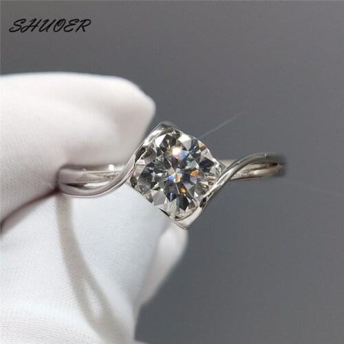 Classic 925 Sterling Silver Pass Diamond Tester Brilliant Cut 1 Carat D Color Moissanite Heart Angel Kiss Ring Women Jewelry