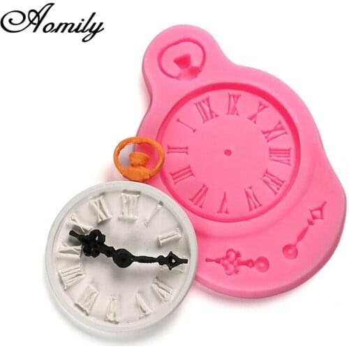 Aomily 3D Clock Fondant Cake Silicone Mold Candle Sugar Craft Tool Chocolate Cake Mould Kitchen DIY Baking Decorating Tools