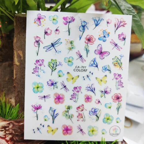 3D Stickers for Nails Translucent Flower Butterfly Dragonfly Nails Art Decoration Manicure Sticker Sliders Nail Foil Accessories
