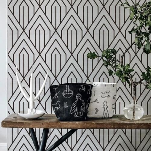 40cm - 60cm Stencil For Wall Template Room Large Paint On The Niche Decor Lock Linear Line Art Geometric Triangular Gatsby S172
