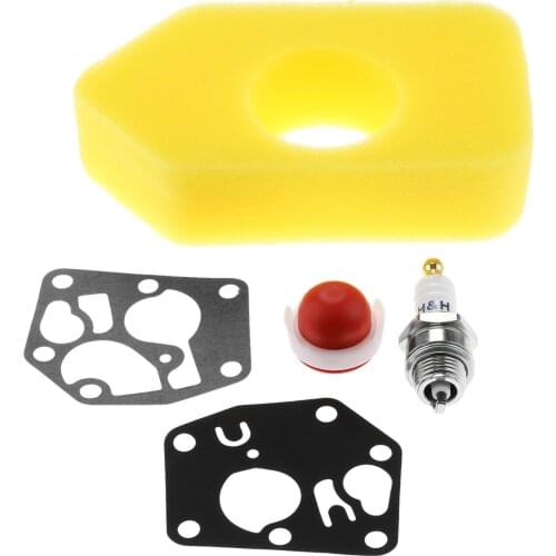 5Pcs/set Carb Diaphragm Gasket Air Filter Primer Bulb L7T Spark Plug for Briggs&Stratton 795083 495770 698369 694394 116027