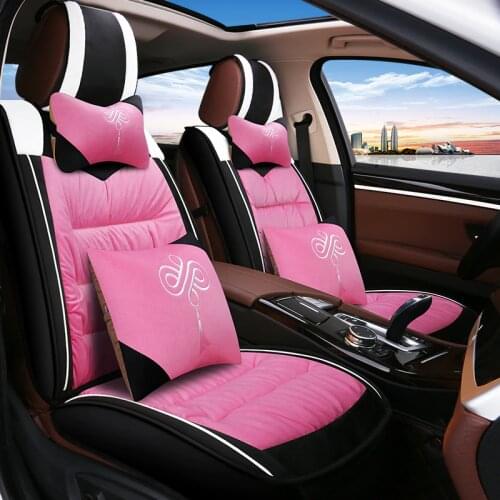 5D Styling Autumn And Winter Series Youthful Color Cushion Warm Down Fabric Car Seat Covers
