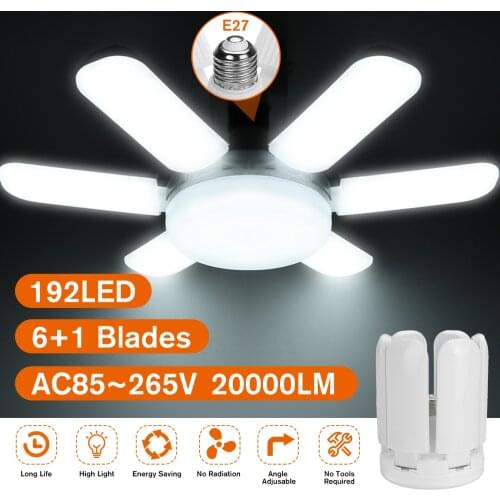 6 Fan Blades Deformable Industrial Garage Light Ceiling Lights High Bay Industrial Lamp for Workshop EU Warehouse E27 AC85-265V