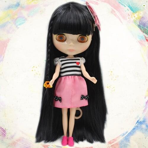 Blygirl Black straight hair nude doll 30cm ordinary fashion doll Blythe body joints 7