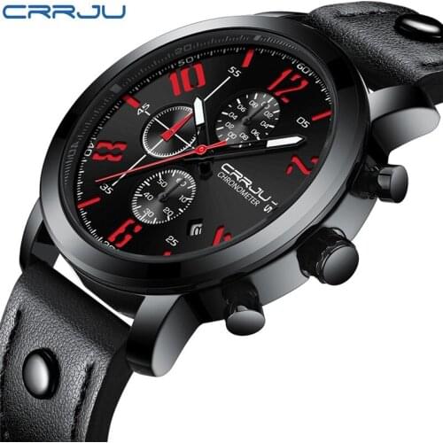 CRRJU Big Dial Mens Watches Top Brand Luxury Chronograph Sport Watch Mens Wrist Watch Men Clock Relogio Masculino Reloj Hombre