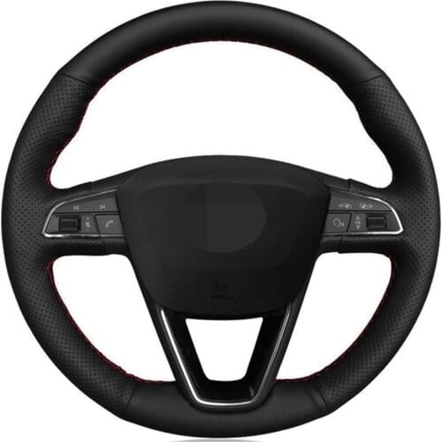 Car Steering Wheel Cover DIY Black Artificial Leather For Seat Leon 5F Mk3 2013-2019 Ibiza 6J Tarraco Arona Ateca Alhambra