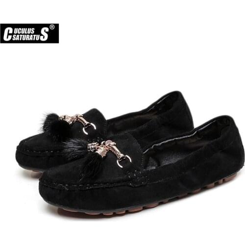 Cuculus Winter Women Loafers Shoes Warm Soft Women Flats Winter Fur Lined Slip-on Ladies Moccasins Boat Shoes Woman B912-2