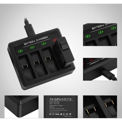 For GoPro 8 Camera 4-Slot Battery Charger Type C Charging Station for Gopro Hero 5 6 7 8 Action Cameras Battery Accessories