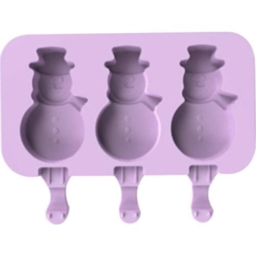Food Grade Silicone Purple Snowman and Footprint Shape Ice Cream Mold Popsicle Summer Must-have Homemade Desserts Mold