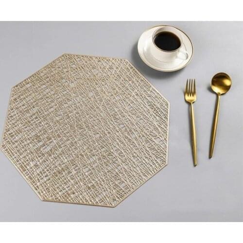 Hot 100pce/lot PVC Placemats Octagonal Hollow Waterproof Non Slip Table Mats Heat-insulated Pad Coaster