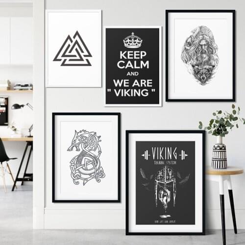 Viking Ship Valknut Symbol Quote Classic Canvas Painting Poster And Print Art Wall Picture Living Room Nordic Home Decoration