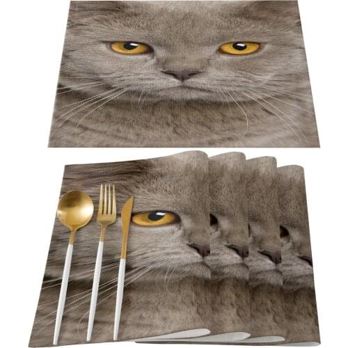 Cat Plush Brown Table Mats for Dining Table Kitchen Table Coaster Accessories Modern Home Decor car coaster