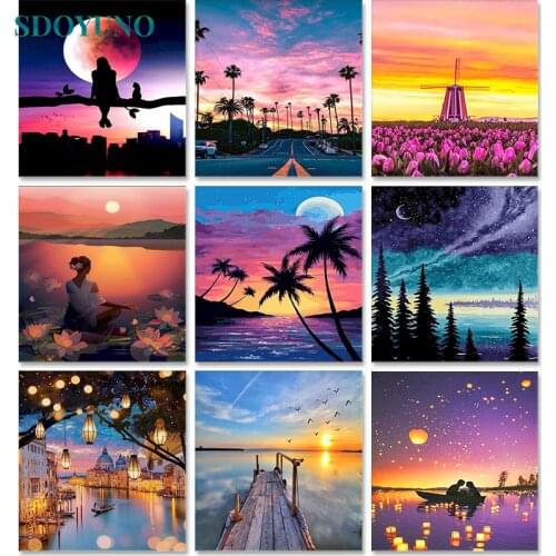 SDOYUNO 40x50cm Paint By Numbers Kits Scenery DIY Oil Painting By Numbers On Canvas Watercolor Landscape Home Decor Gift
