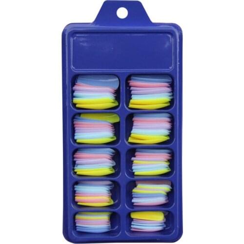 100Pcs Long Colorful Fake Nails 5 Different Size Candy Color False Nails Ice Through Color Wearable False Nails BLC038