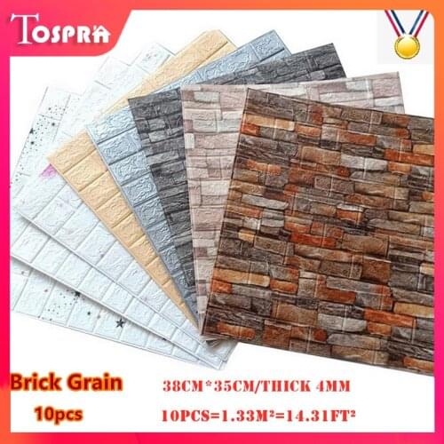 10 Pcs/Set 3D Self Adhesive Panel Wall Stickers Waterproof Foam Tile Living Room TV Background Protection Baby Wallpaper 38*35cm