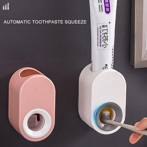 Newest Automatic Toothpaste Dispenser Dust-proof Toothbrush Holder Wall Mount Stand Bathroom Accessories Set Toothpaste Squeezer