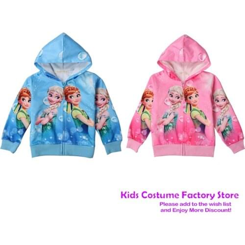 2021 New Autumn Girls Coats anna elsa princess Cute Hooded Jackets Little Children Outerwear Kids Clothes Cartoon Girl Jackets