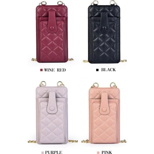 New Wallet Ladies Mini Mobile Phone Bag Card Wallet Shoulder Messenger Small Bag Buckle Mobile Phone Leather Case Ladies Wallet