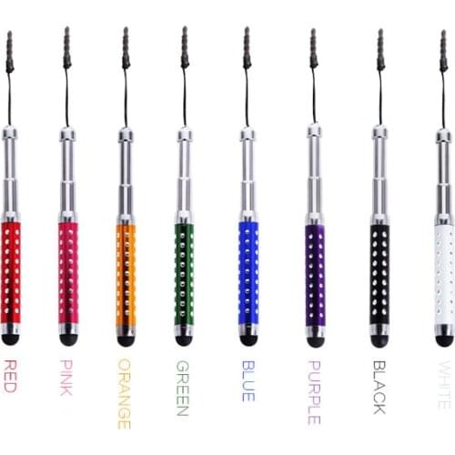 Wholesale Metal Capacitive Stylus Retractable Touch Pen for iPhone Xs max XR X 87 6 5 Galaxy with Dust Plug 100pcs/lot