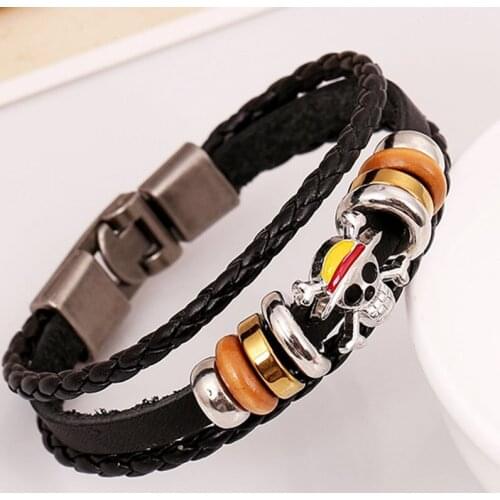 Popular Monkey D Luff one piece Leather weave Bracelet Fashion Christmas Gift 20cm*1cm