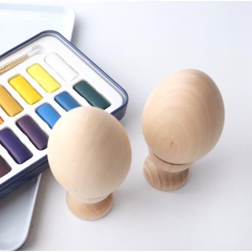 6Set(12pc) Maple Wooden Teether Unpainted Egg And Cup Kids Birthday Gifts Soothe Safe Handmade Unfinished Wooden Painting Toys