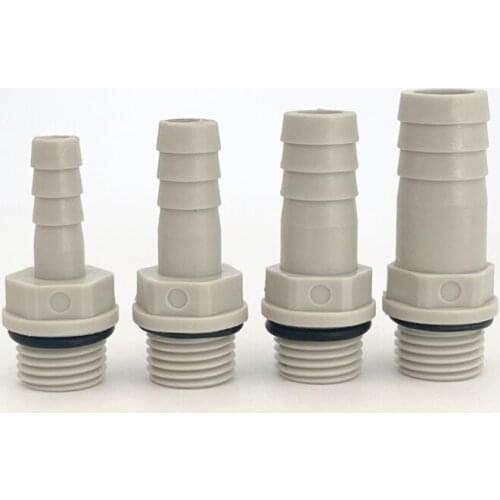 1Pcs 1/4" Thread To 6mm 8mm 10mm 12mm Plastic Barb Straight Flexible Hose Connectors For Aquarium Fish Tank Tubing System