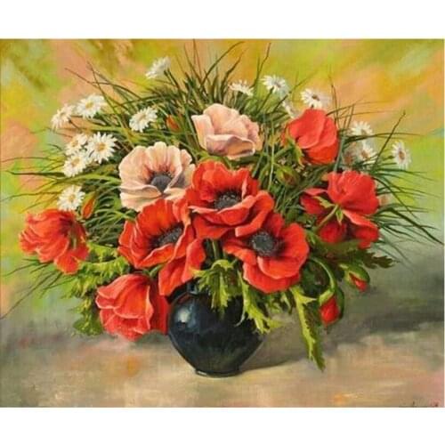 Needlework 3D DIY Diamond Painting Crystal Mosaic Embroidery Vase Flowers Pattern Handcrafts Full Square Rhinestone Home Decor