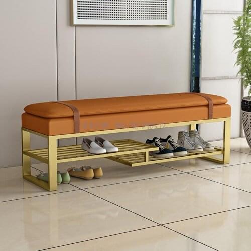 Nordic shoe-changing stool household entrance shoe-shoe stool cloakroom long stools home-satable shoe stool leather sofa stool