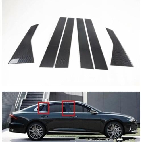 Carbon Fiber Style ABS Car Side B Pillar Cover Trim Sticker Fit For Hyundai Azera Grandeur 2020