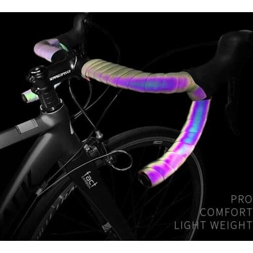 Road Bicycle Handlebar Tape Light Change Reflective Bike Bar Tape Racing Bike Tape Wrap Pu Leather Cycling Handlebar Tapes