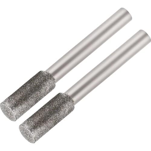 Uxcell Diamond Burrs for Carving Rotary Tool 1/4-Inch Shank 6mm Pointed 150 Grit 2 Pcs Cylindrical 8mm