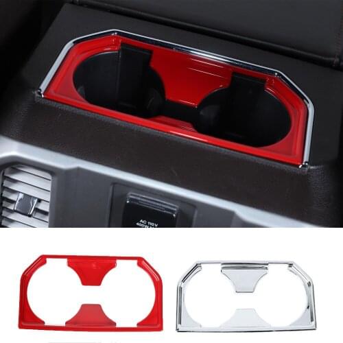 ABS Rear Armrest Box Water Cup Holder Panel Decoration Cover Trim for Ford F150 2015-2021 Interior Car Accessories