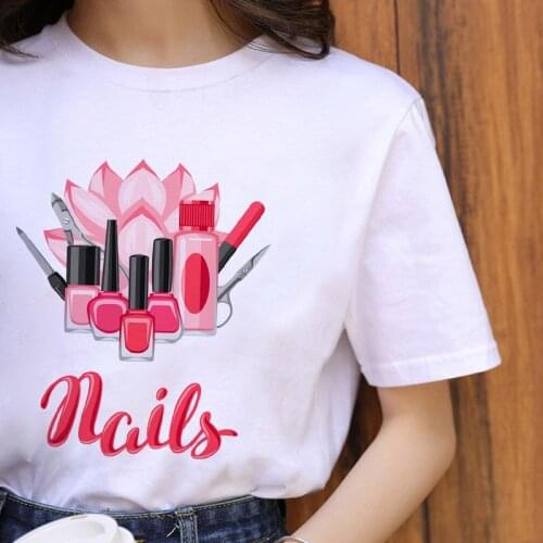 Korean version Tshirt Nail polish Harajuku Tshirt 2021 Summer O-neck Short Sleeve women tops female tshirt Hipster tee shirt
