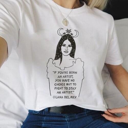 Ladies Casual White T-shirt Ladies Clothes Printed Womens T-shirt Summer Short Sleeve Harajuku Graphic T-shirt