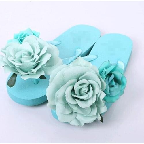 HAHA FLOWER Summer Womens Sandals New Shoes Woman Flip Flops Blue Rose Flower Sandals Beach Slippers Flat shoes
