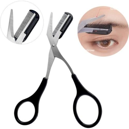 1pcs Makeup Eyebrow Trimmer Scissors With Comb Hair Removal Shears Comb Grooming Cosmetic Eyebrow trimming Tools