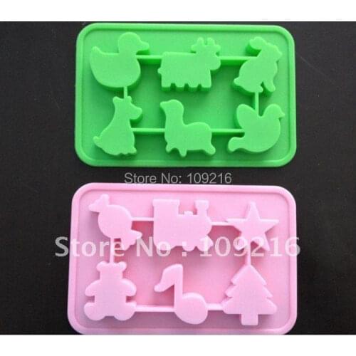 2pcs/set 12-Animal Paradise Group Green Good Quality 100% Food Grade Silicone Cake/Chocolate/ Ice /Muffin Cupcake Pan DIY mold